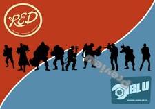 Team Fortress 2 rot blau Soldat klassischer Druck Poster Wandbild Bild A4+