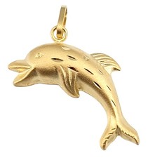 Anhänger Delfin 3D Gelbgold
