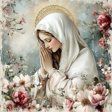 Wandbild Heilige Maria Blumen