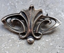 Antique Art Nouveau Silver 835 Brooch Jugendstil Floral Design c.1900