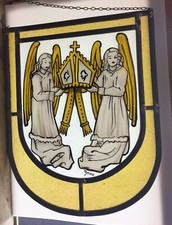 Glasbild Wappen Engel echte