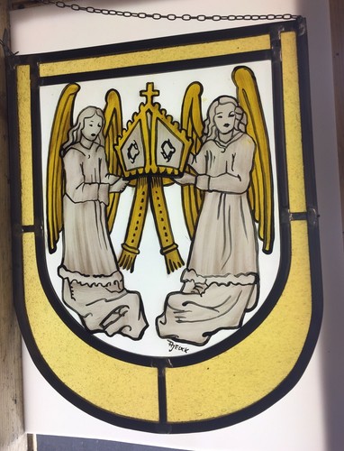Glasbild wappen engel echte - glasbild,