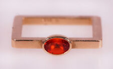 Design Ring seltener Ceylon Orange Saphir 750 Gold Eckig Gr. 51