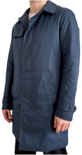 Esprit Trenchcoat Herren Mantel Blau Größe M versteckte Knopfleiste 3M gefüttert