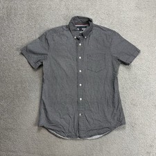 TOMMY HILFIGER Herren Hemd Shirt Gr S Custom Logo Muster Kurzarm 29601 Schwarz