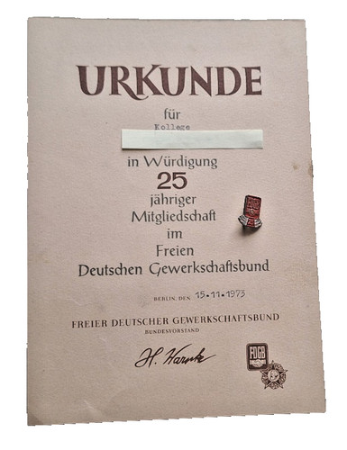 Ddr fdgb urkunde und - ddr,