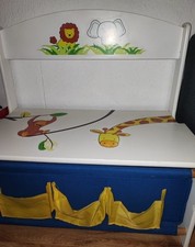 Kinderbank Kindersitzbank Kindertruhe Sitzbank aus Holz Spielzeugtruhe Giraffe..