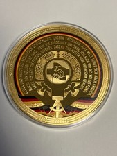 Jumbo Gigant Medaille 100 mm DDR Nationalhymne 2. Strophe vergoldet PP