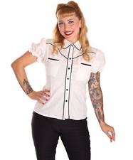 SugarShock Melyn Country Western 50s retro Rockabilly Puffärmel Bluse schlicht