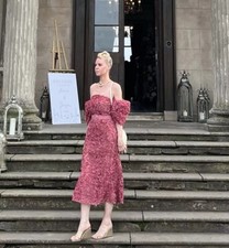 Cocktail Kleid Gr. L Abendkleid Hochzeits Gast Koralle Rosa Aus London