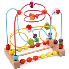 Motorikschleife Holz Holzspielzeug Perlenlabyrinth Baby Spielzeug ab 6 Monate