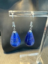Lapislazuli 55 Carat  13x21 mm Tropfen Ohrringe Ohrhänger Gesamtlänge 40 mm