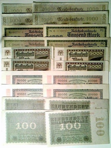 Reichsbanknoten 4x 1000 - 20,