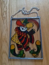 FENSTERBILD  GLASBILD Mit Kette mit Zinnrahmen Fensterbild 22 X 17 cm Clown
