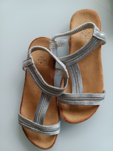 Silberne flache sandalen - flache, und