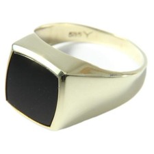Herren Siegelring 585er Gold mit Onyx 12x12mm – 5,50 g – Ringgröße 62 – elegant