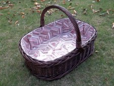 Serviertablett Tablett  aus Weide mit Innenfutter, dunkelbraun