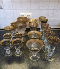 18 Murano Kristallgläser Sammlung Echtgold Original Florence Style Flöten, Kelch