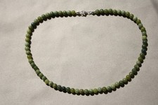 Halskette/ Armband mit echter Nephrit Jade, 6 mm Kugel, 41 - 48  cm, 925 Silber
