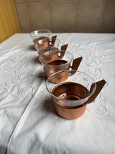 4 Gläser im Halter für Grog, Glühwein, Tee aus den 60-er Jahre