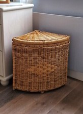 Wäschekorb, Weide, mit Deckel und Wäschesack, für Ecken