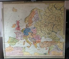 Rollkarte, Schulwandkarte, Lehrkarte, Europa, Staaten, Vintage