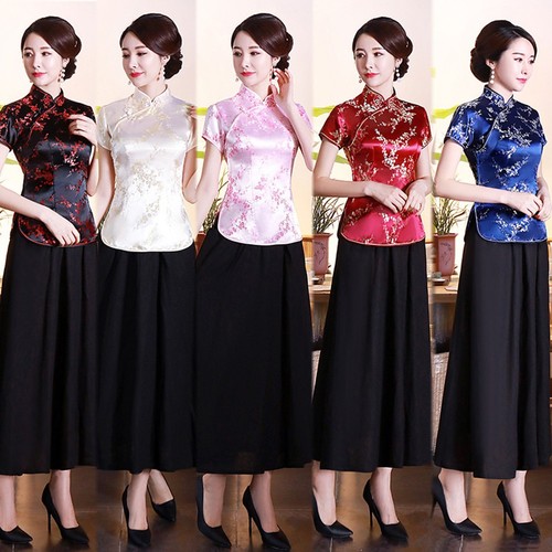 Damen satin qipao bluse - satin,