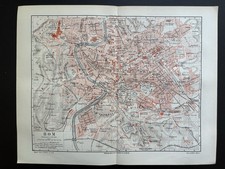 antiker historischer Stadtplan Rom um 1900 + Strassenverzeichnis, Roma map