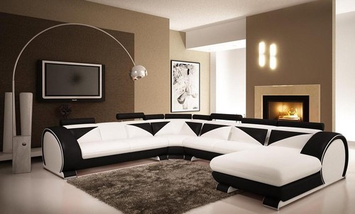 Ledersofa form mit - u,