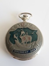Sprungdeckel TASCHENUHR POCKET WATCH DISCOVERY DAY 500 Jah.AMERIKA Kolumbus 1-14