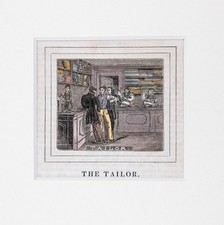 Schneider Tailor  handkolorierter Holzstich Passepartout Hazen Hunt 1837