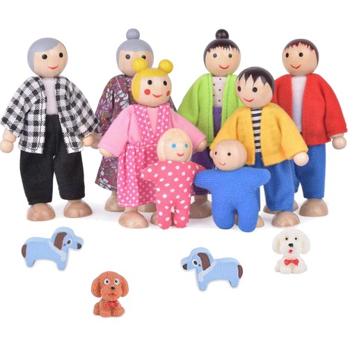 Holz puppenhaus familie puppen - puppenhaus,