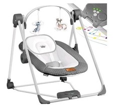 Baby-Schaukelstuhl 5 Geschwindigkeiten und entspannende Klänge. Hellrosa Farbe