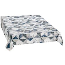 Wachstuchtischdecke PVC "Cubi"   geometrisch blau grau 14m Br. Meterware