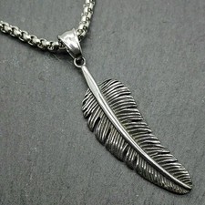 FEDER ANHÄNGER TRAUMFÄNGER INDIANER EDELSTAHL HALS KETTE SILBER KETTENANHÄNGER