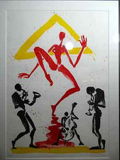 original Siebdruck JAZZ Musiker Alu Nielsen Rahmen Limitierte Auflage signiert