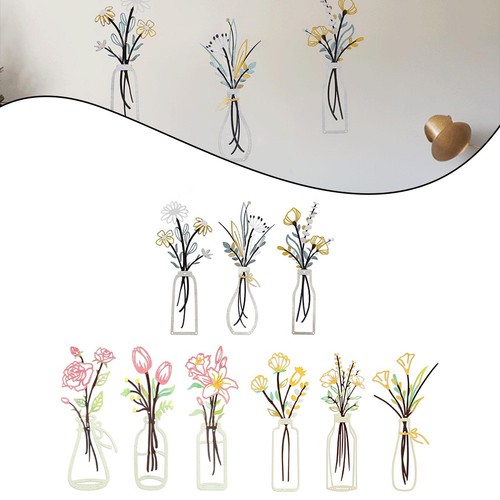 Metall blumen wandbilder set - wandbilder,