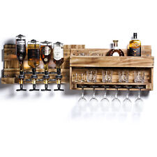 Weinregal Vintage Holz Wandbar mit 4 Getränkespender Wand Flaschenhal