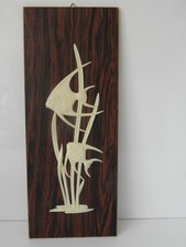 Wandbild Holz Kunststoff Fische Skalare 60er Jahre
