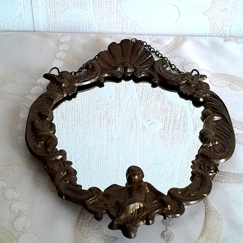 Wandspiegel vintage messing - wandspiegel,