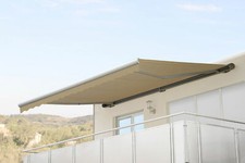 Elektrische Kassetten-Markise H124, Vollkassette mit Volant 5x3m Polyester Creme