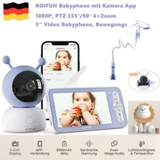 BOIFUN Babyphone mit 5" Video Kamera PTZ Akku Temperatur Automatische Verfolgung