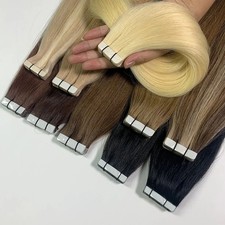 20 Stück Tape in Hair Extensions Echthaar-Farbe #2 und #P8/613- 22 Zoll(55cm)