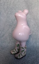 Porzellan Figur Frosch weiß mit grün gemusterten  Gummistiefeln Deko