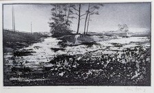 Überschwemmung Radierung von Klaus Böttger