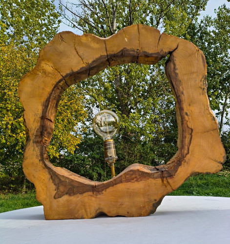 Rustikale holz tischlampe aus - holz,