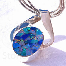 Opal SILBER 925 32mm Anhänger f. Kette silver 925 Dublette Mosaik pendant