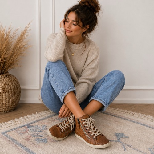 High top sneaker braun leder - top,