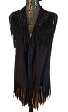 Damen Fransen-Weste schwarz