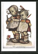 Künstler-AK Hummel: Kleine Mädchen mit Einkaufskorb 